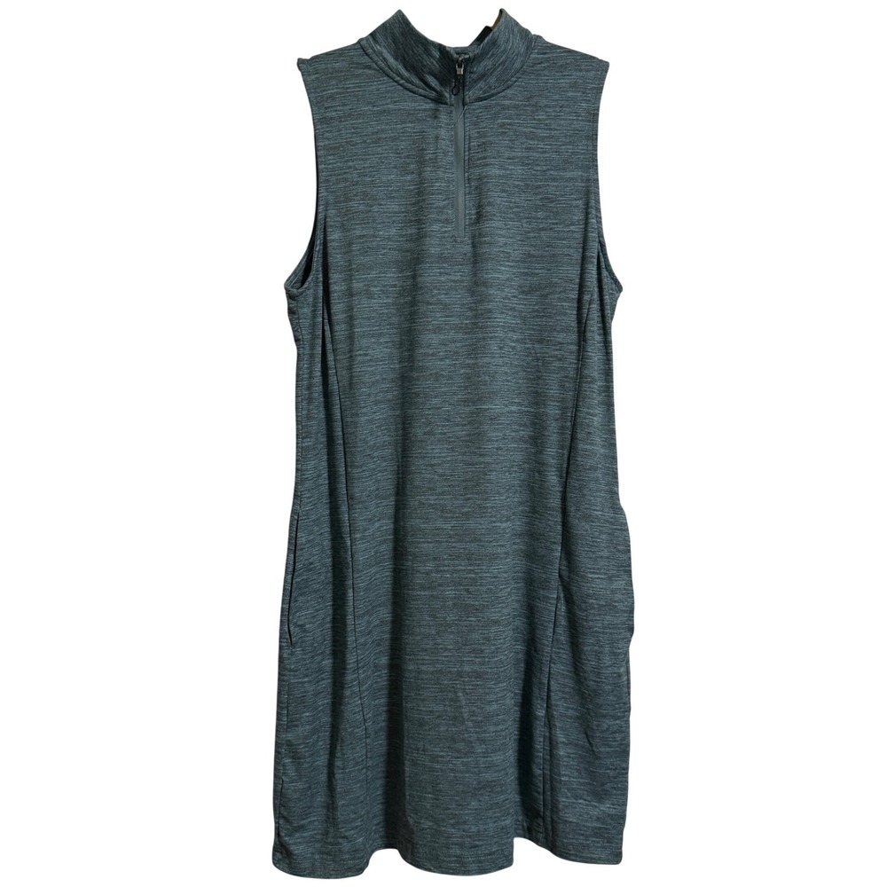 Hi-Tec Womens Teal Space Dye Sleeveless Quarter Zip Athletic Dress Medium